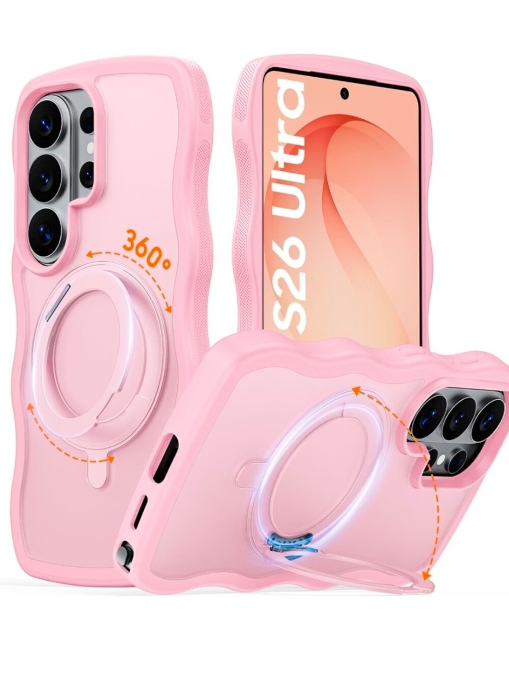 Cute Wavy Rugged Case for Samsung Galaxy S26 Ultra Phone